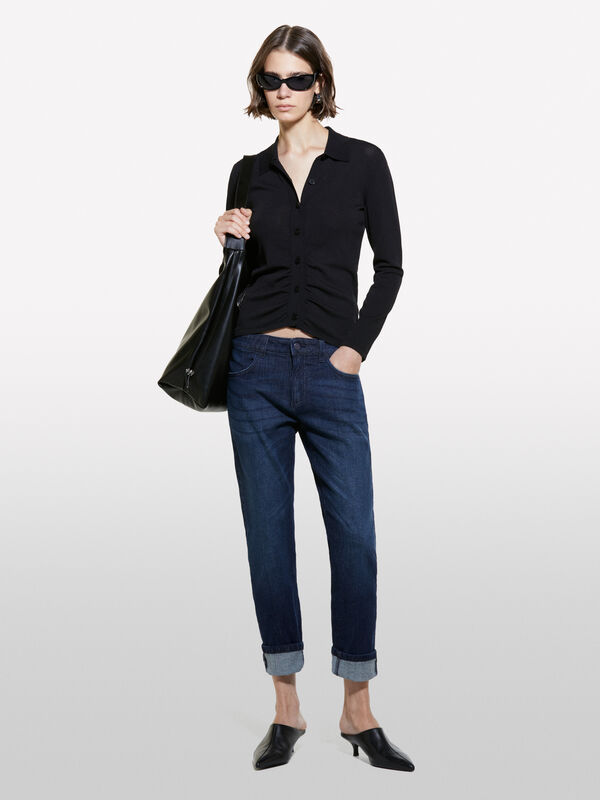 Τζιν Λίμα μπλε σκούρο slim carrot fit - τζιν carrot fit γυναικεία | Sisley