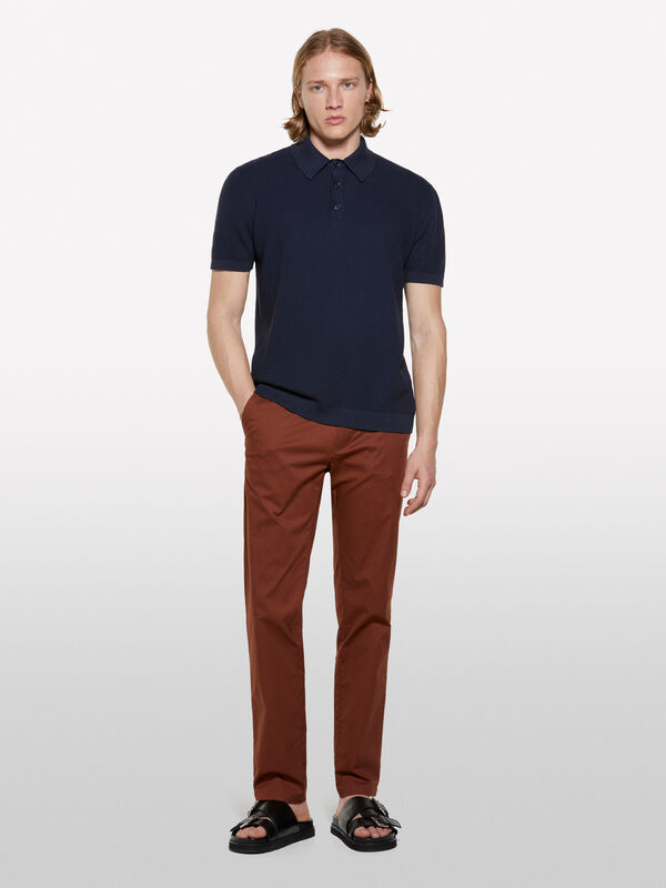 Παντελόνι τσίνο καφέ slim fit - παντελόνια chinos ανδρικά | Sisley