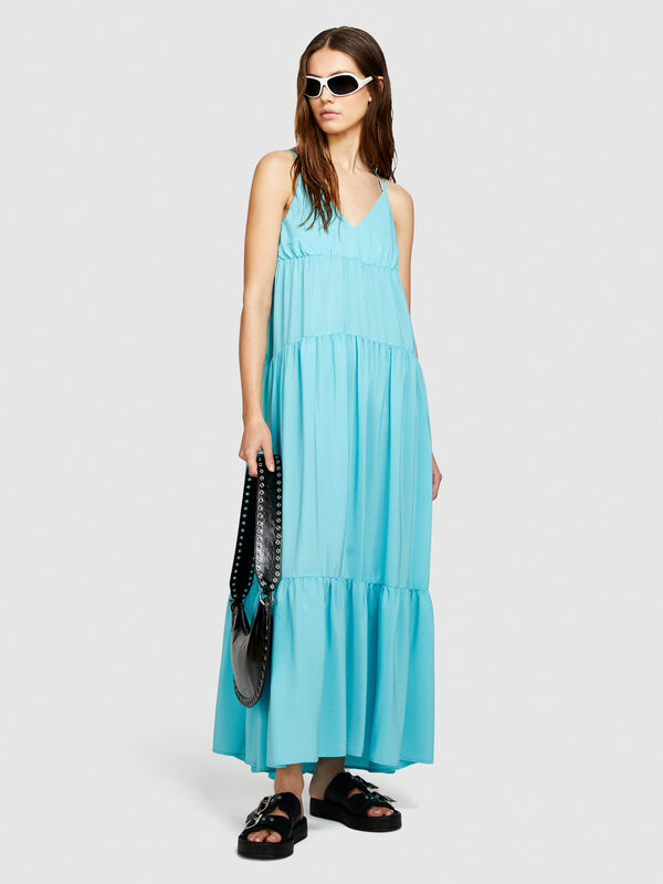 Φόρεμα μακρύ με βολάν - φορέματα μακριά γυναικεία | Sisley