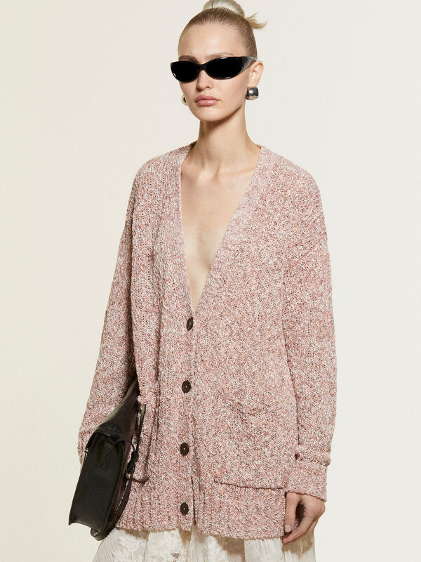 Pink maxi cardigan - ζακέτες γυναικείες | Sisley