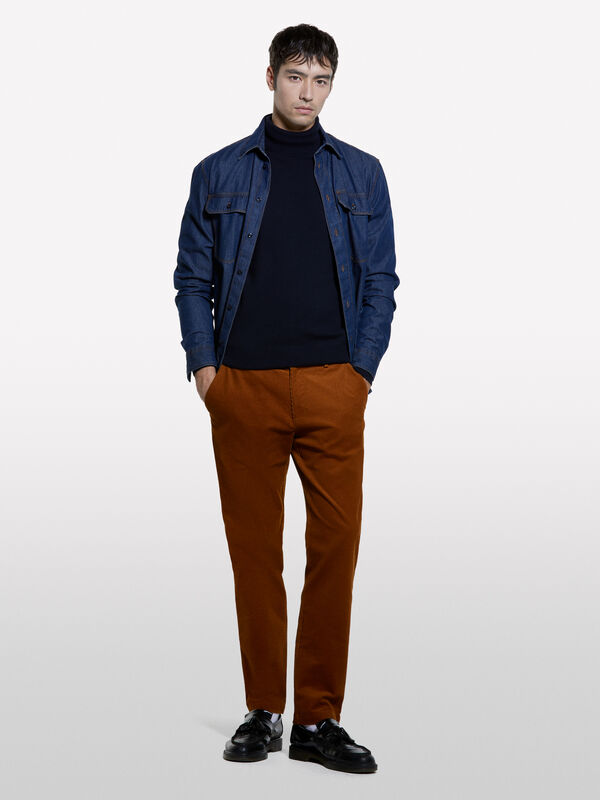 Μπλούζα μπλε σκούρο regular fit με ψηλό γιακά - μπλούζες ζιβάγκο ανδρικές | Sisley