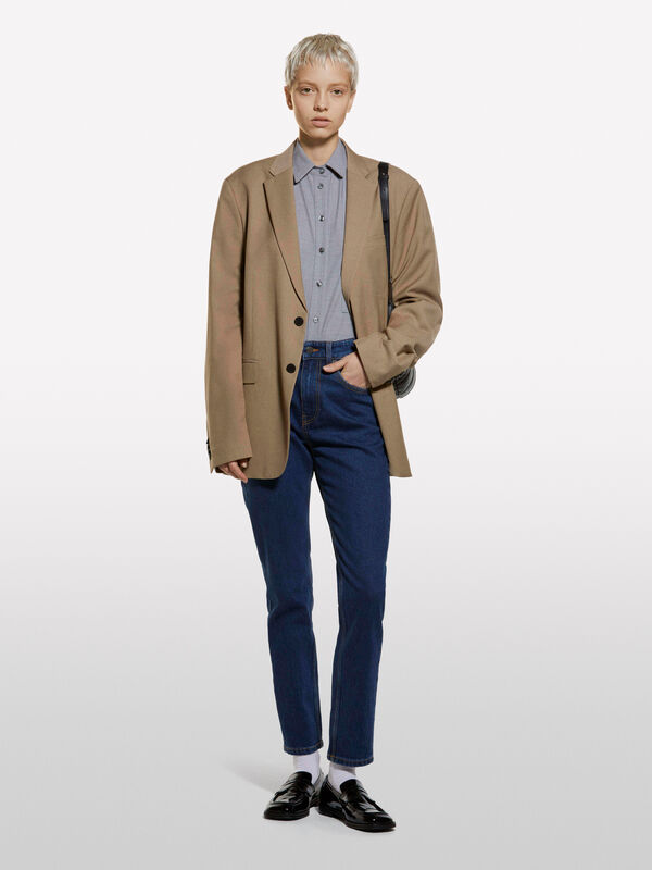 Πουκάμισο ανοιχτό γκρι over fit - πουκάμισα γυναικεία | Sisley