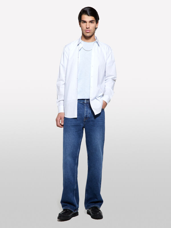 Μπλούζα κοντομάνικη μπλε slim fit - μπλουζάκια κοντομάνικα ανδρικά | Sisley