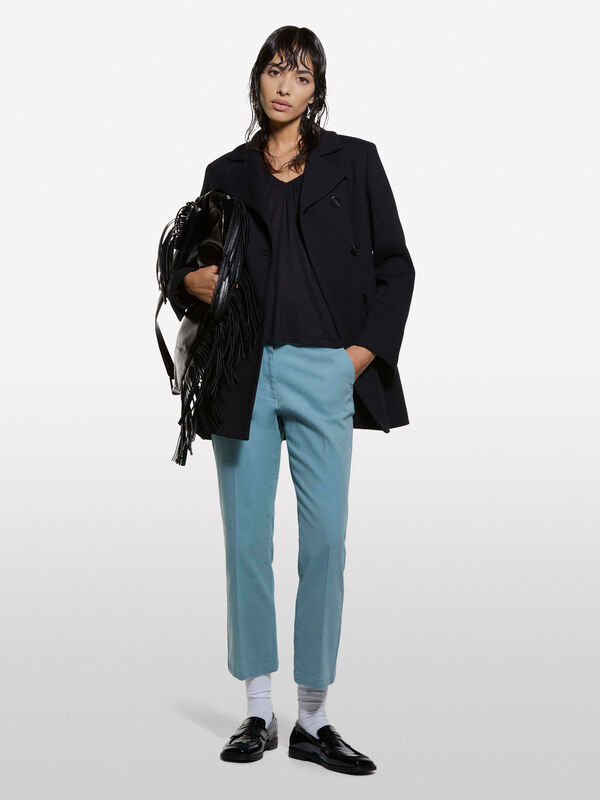 Black t-shirt with curl - μπλουζάκια μακρυμάνικα γυναικεία | Sisley