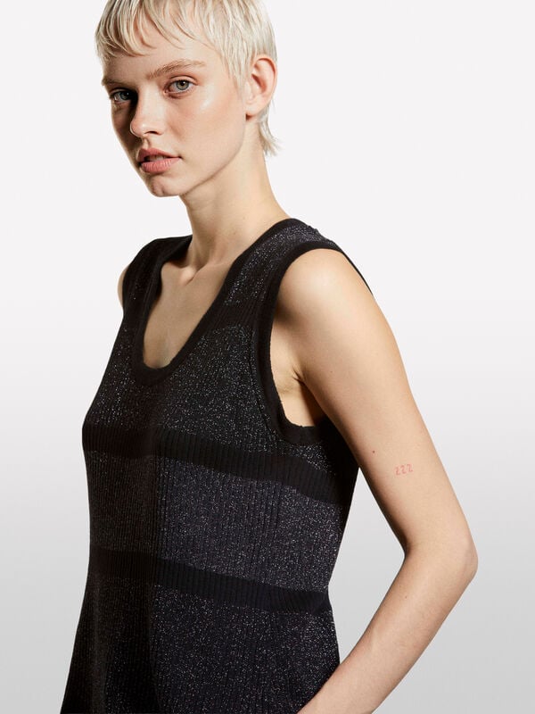 Μάξι γιλέκο color block με λούρεξ - μπλούζες με v λαιμόκοψη γυναικείες | Sisley