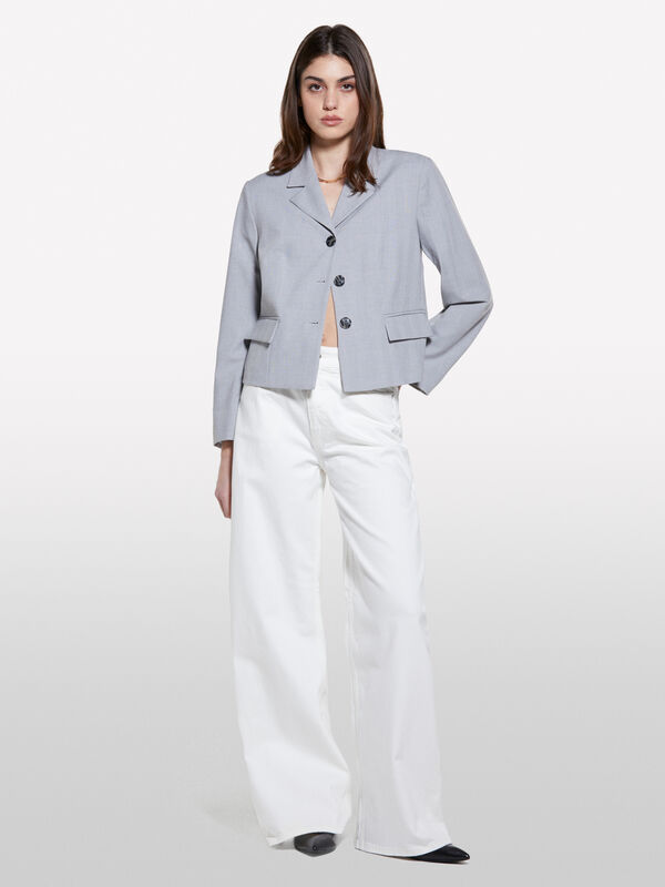 Τζιν Style 72 wide fit λευκό - τζιν καμπάνα γυναικεία | Sisley