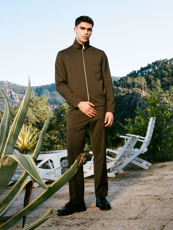 Τζόγκερς regular fit καφέ - παντελόνια regular ανδρικά | Sisley