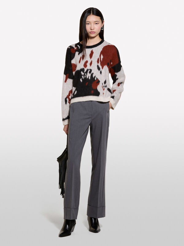 Μπλούζα animal print μπεζ - μπλούζες με λαιμόκοψη γυναικείες | Sisley