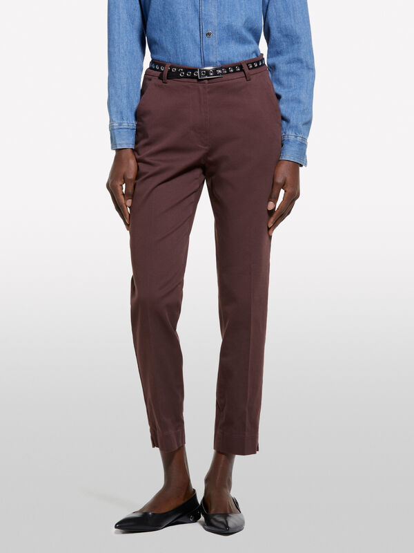 Τσίνο καφέ - παντελόνια slim fit γυναικεία | Sisley