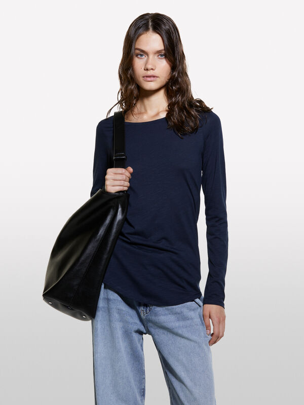 Μπλούζα μπλε σκούρο μακρυμάνικο - μπλουζάκια μακρυμάνικα γυναικεία | Sisley