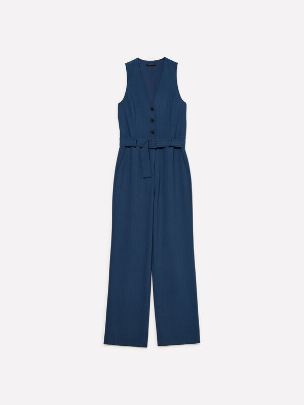 Blue palazzo jumpsuit - φόρμες jumpsuits γυναικεία | Sisley