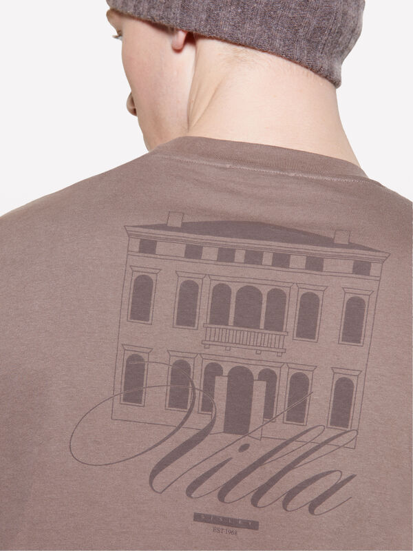 Μπλούζα καφέ από 100% οργανικό βαμβακερό με τύπωμα - μπλουζάκια κοντομάνικα ανδρικά | Sisley