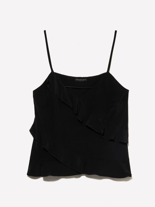 Τοπ lingerie μαύρο με rouches Τοπ lingerie μαύρο με rouches - τοπ γυναικεία | Sisley
