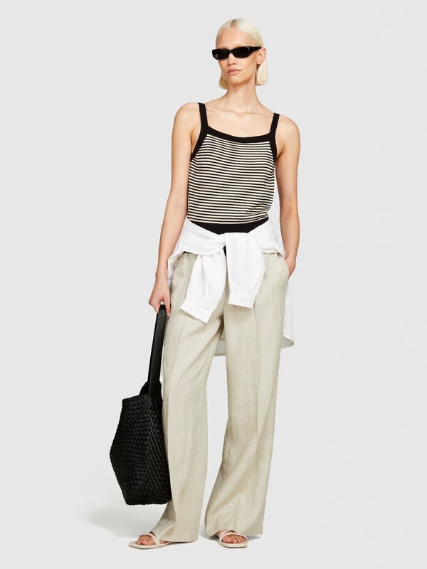 Παντελόνι flare fit από 100% λινό - παντελόνια flare γυναικεία | Sisley