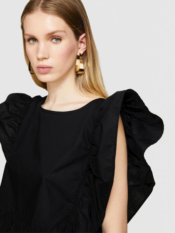 Μπλούζα ορθογώνια με rouches - μπλούζες γυναικείες | Sisley