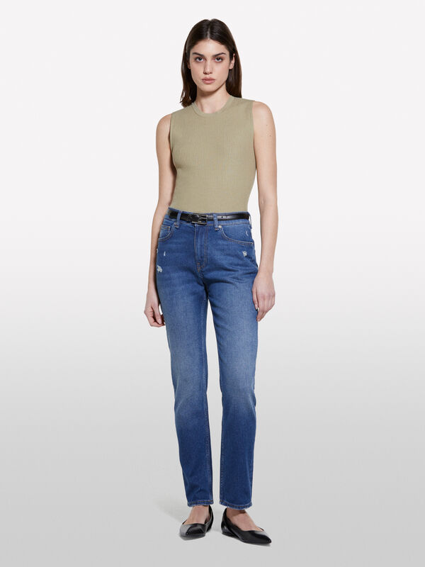 Τζιν Style 70 slim fit μπλε - τζιν slim fit γυναικεία | Sisley