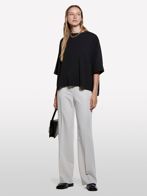 Black uneven t-shirt Black uneven t-shirt - μπλουζάκια κοντομάνικα γυναικεία | Sisley