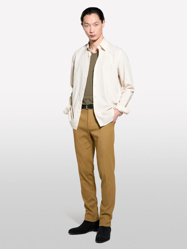 Τσίνο slim fit καφέ - παντελόνια slim ανδρικά | Sisley