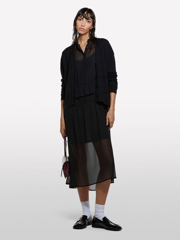 Black oversized fit cardigan - ζακέτες γυναικείες | Sisley