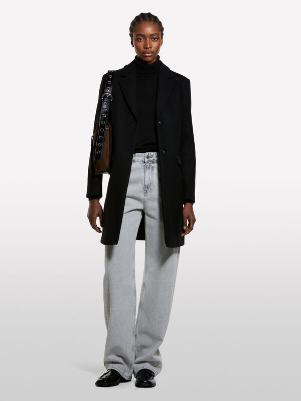 Μπλούζα ζιβάγκο μαύρη από ανάμεικτο μαλλί - μπλούζες ζιβάγκο γυναικείες | Sisley