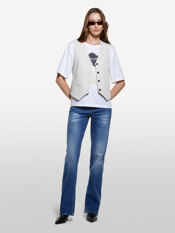 Γιλέκο μπεζ slim fit - γιλέκα και αμάνικα γυναικεία | Sisley