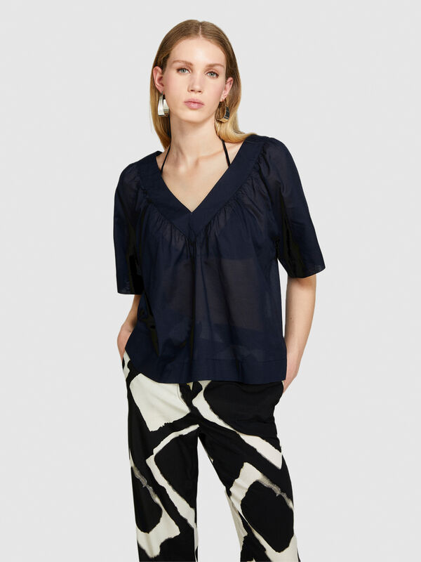 Μπλούζα με V λαιμόκοψη - μπλούζες γυναικείες | Sisley