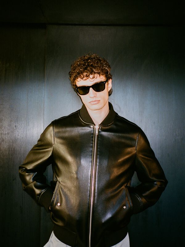 Bomber μαύρο regular fit - μπουφάν και σακάκια ανδρικά | Sisley