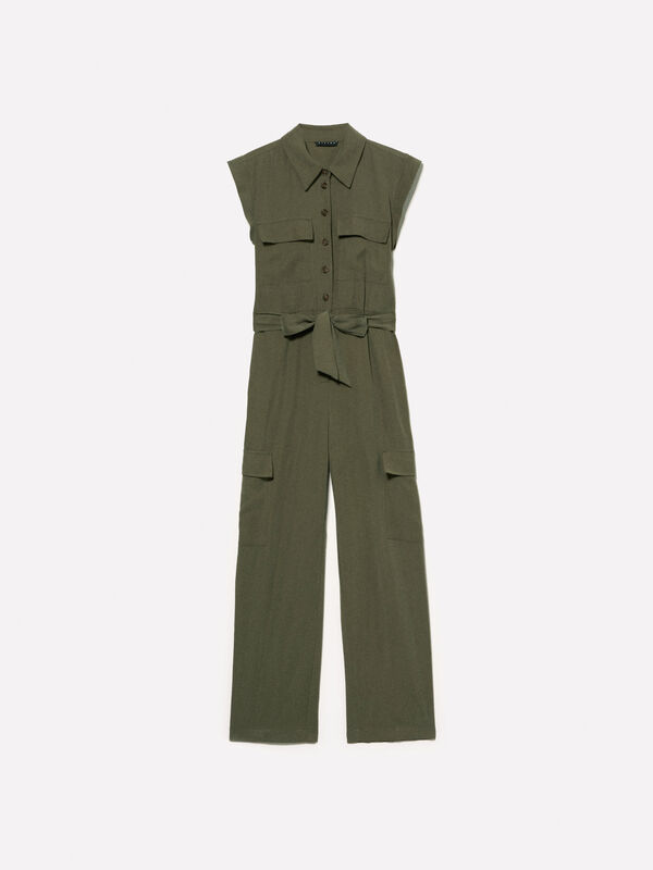 Φόρμα cargo πράσινο militaire - φόρμες jumpsuits γυναικεία | Sisley
