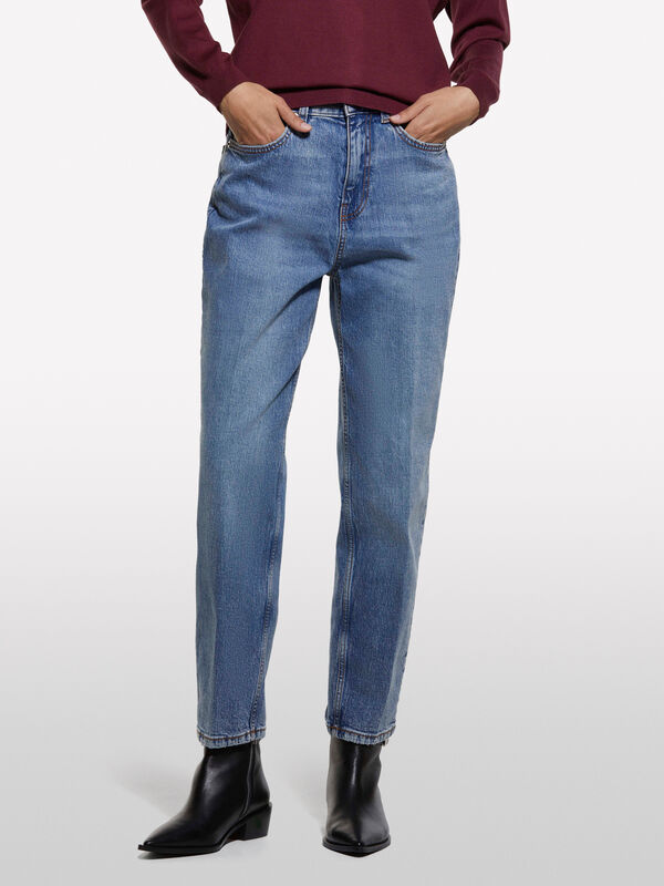 Τζιν Style 69 mom fit μπλε - τζιν mom fit και boyfriend γυναικεία | Sisley