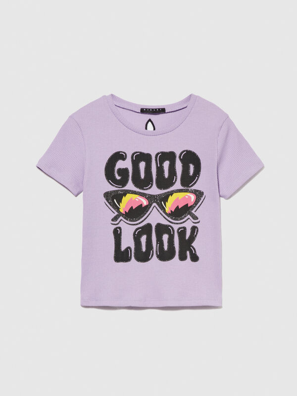 Μπλούζα με τύπωμα και cut-out - μπλουζάκια κοντομάνικα κορίτσι | Sisley Young