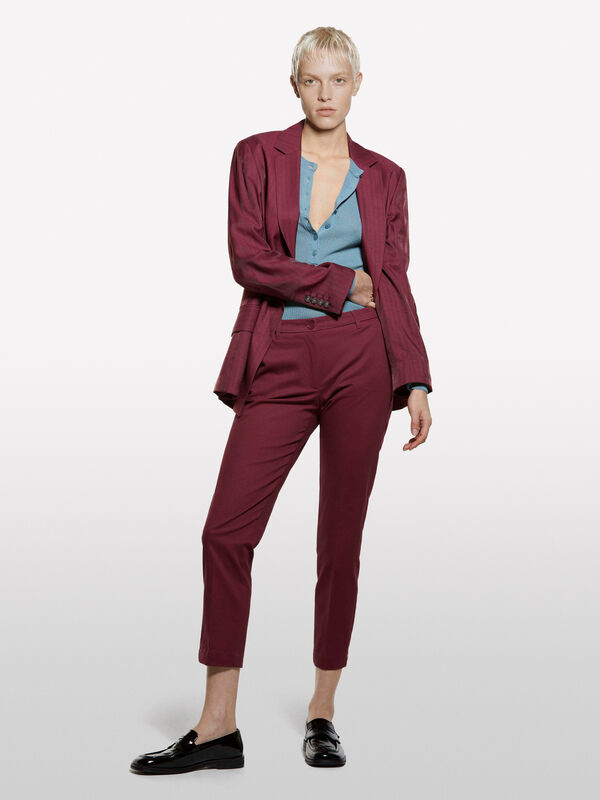 Τσίνο slim fit μπορντό - παντελόνια slim fit γυναικεία | Sisley