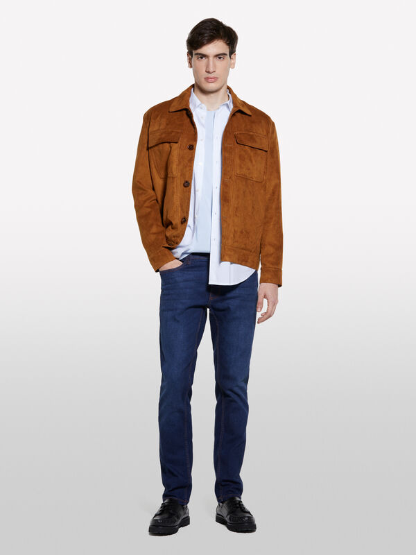 Πουκάμισο slim fit λευκή με τύπωμα - πουκάμισα slim fit ανδρικά | Sisley