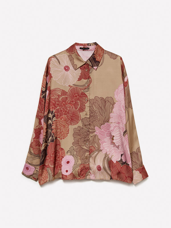 Light satin shirt with pattern print - πουκάμισα γυναικεία | Sisley
