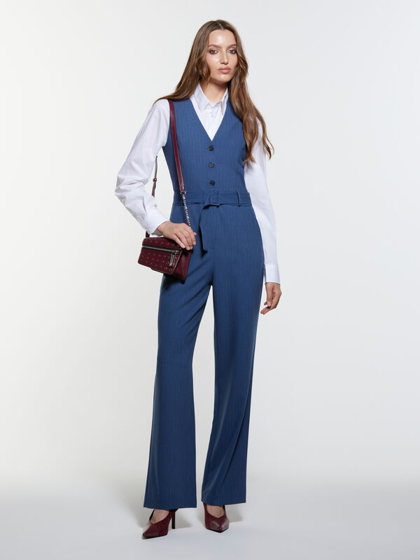 Blue palazzo jumpsuit - φόρμες jumpsuits γυναικεία | Sisley