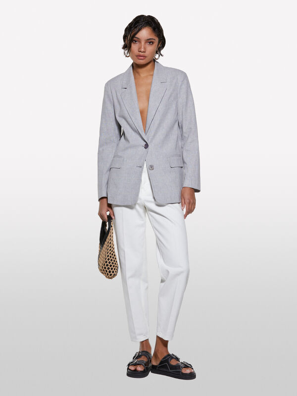 Τζιν color Style 68 mom fit λευκό - τζιν mom fit και boyfriend γυναικεία | Sisley