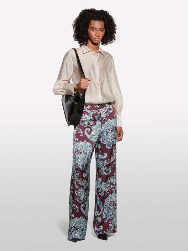 Παντελόνι relaxed fit με σχέδια paisley - παντελόνια καμπάνα γυναικεία | Sisley