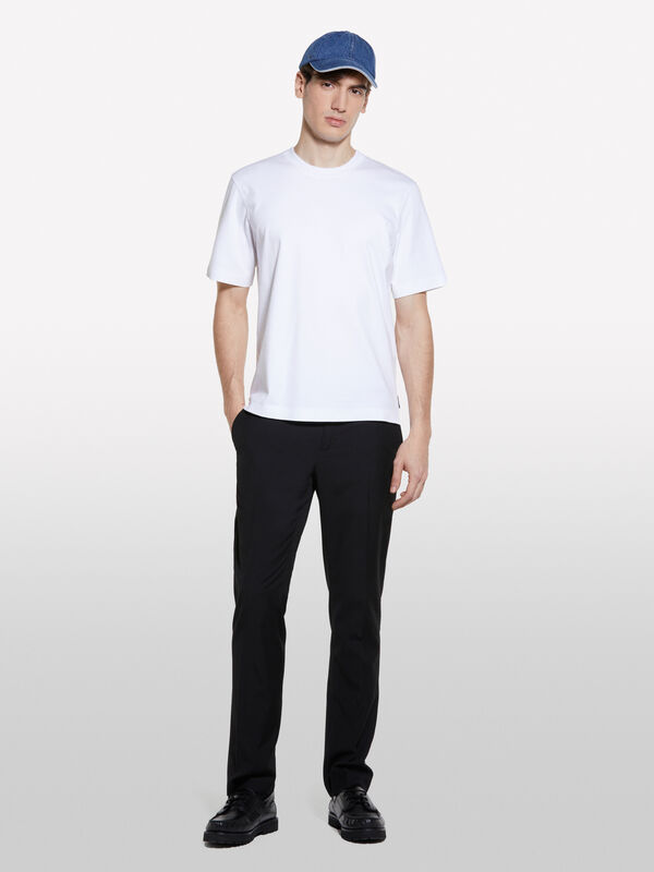 Μπλούζα λευκή regular fit - μπλουζάκια κοντομάνικα ανδρικά | Sisley