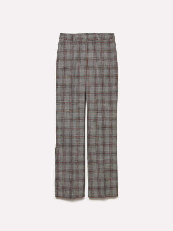 Παντελόνι regular fit καρό - παντελόνια regular γυναικεία | Sisley