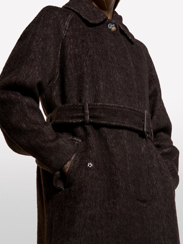 Παλτό μακρύ chevron - παλτό γυναικεία | Sisley