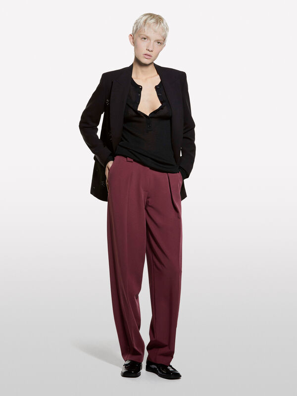 Μπλούζα σεραφίνο μαύρη - μπλούζες με λαιμόκοψη γυναικείες | Sisley