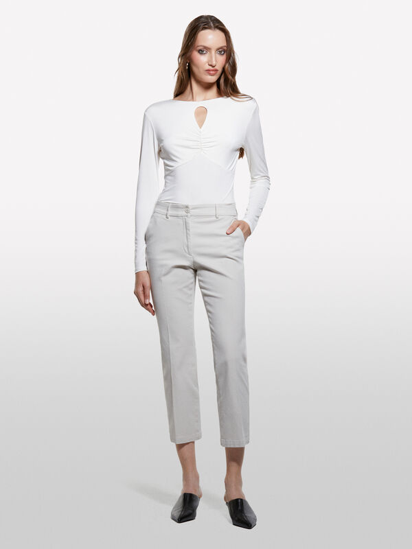 Παντελόνι flare fit μπεζ - παντελόνια flare γυναικεία | Sisley