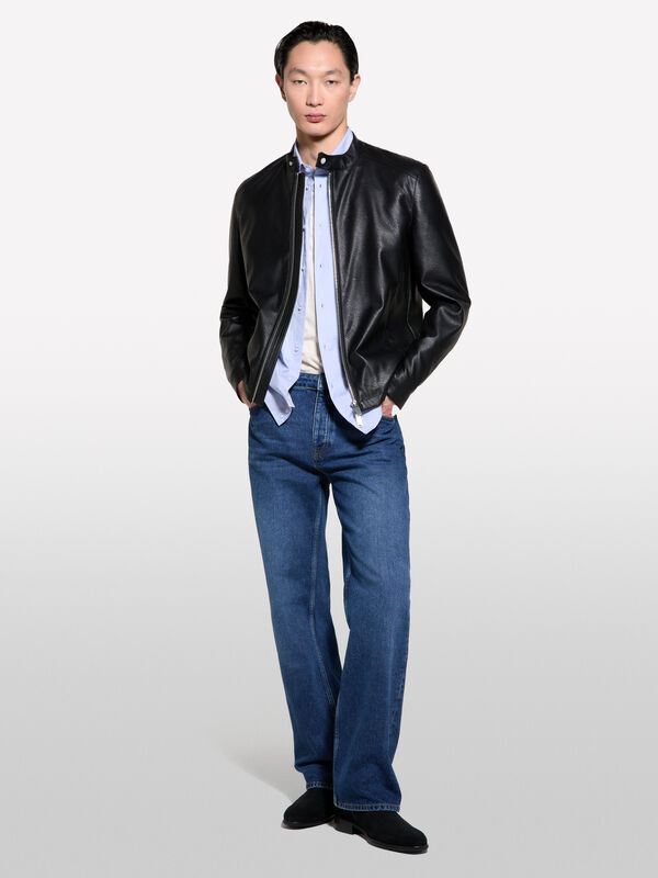 Biker μαύρο slim fit - μπουφάν και σακάκια ανδρικά | Sisley