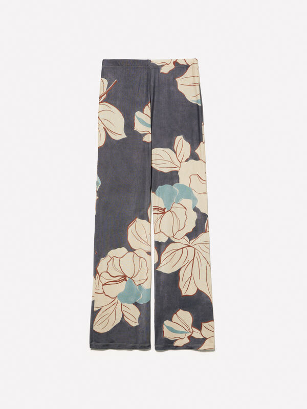 Παντελόνι με πολύχρωμο τύπωμα - παντελόνια ψηλόμεσα γυναικεία | Sisley