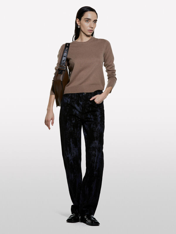 Μπλούζα καφέ με λαιμόκοψη - μπλούζες με λαιμόκοψη γυναικείες | Sisley