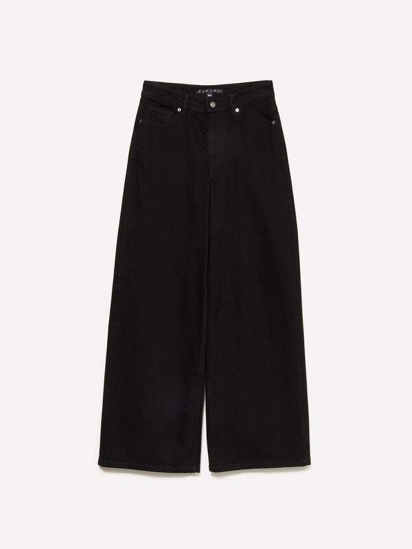 Τζιν Style 72 wide fit μαύρο - τζιν καμπάνα γυναικεία | Sisley