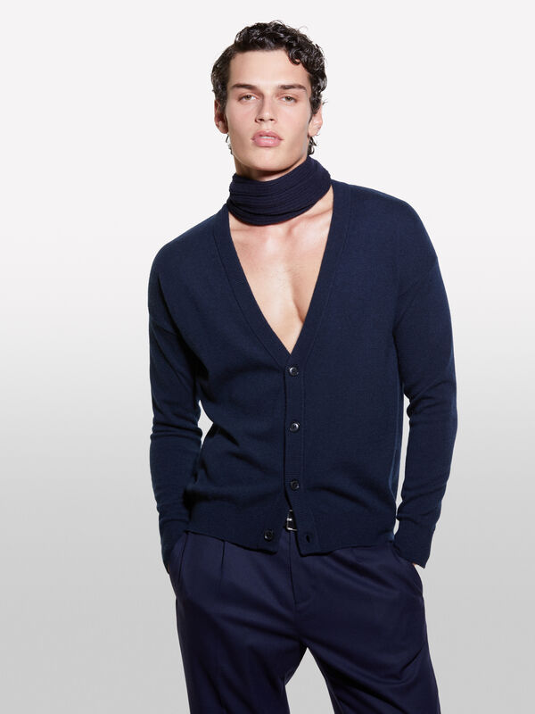Ζακέτα μπλε σκούρο regular fit  - ζακέτες ανδρικές | Sisley