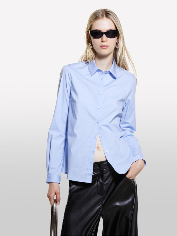 Πουκάμισο γαλάζιο slim fit - πουκάμισα γυναικεία | Sisley