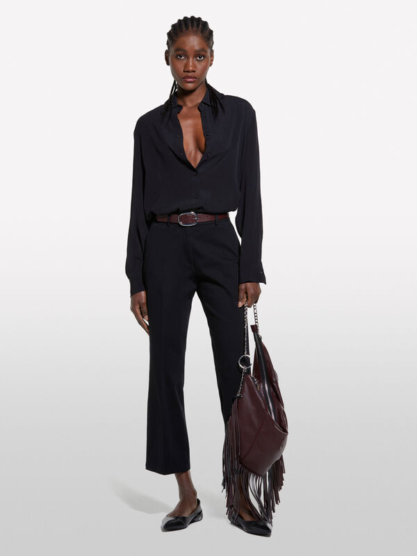 Παντελόνι flare fit μαύρο - παντελόνια flare γυναικεία | Sisley