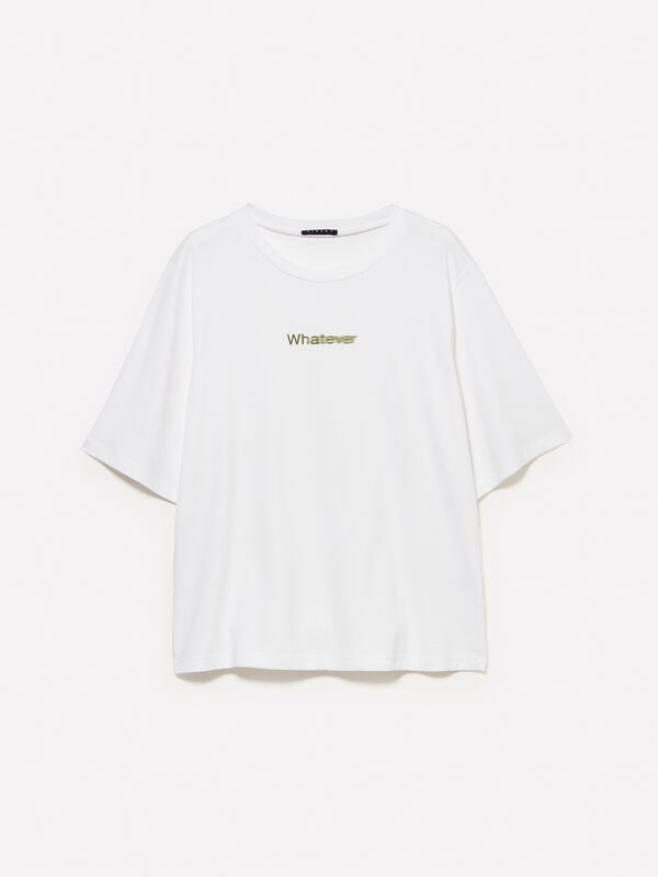 White t-shirt with text print White t-shirt with text print - μπλουζάκια κοντομάνικα γυναικεία | Sisley