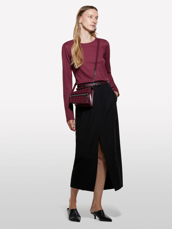 Μπλούζα μακρυμάνικη μπορντό - μπλουζάκια μακρυμάνικα γυναικεία | Sisley